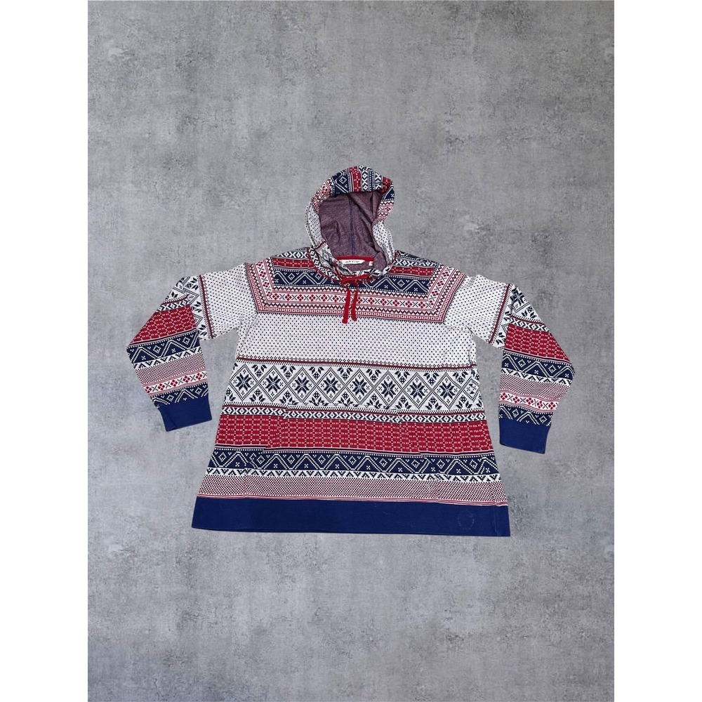 Orvis Fair Isle Hoodie Women Large Multicolor Nordic Snowflake Pullover Top